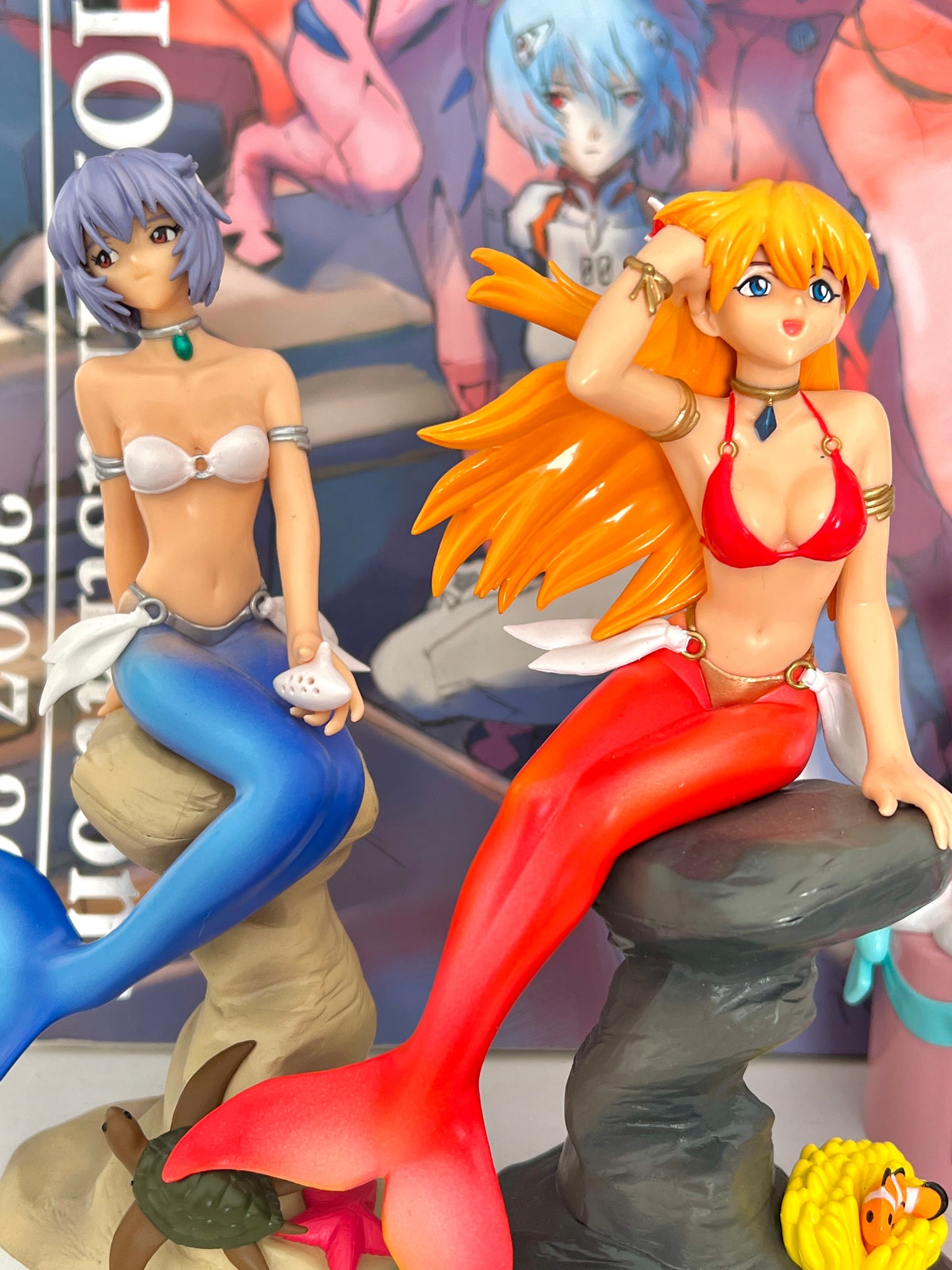 Evangelion Vintage Rei and Asuka Mermaid Figures Set (RARE)