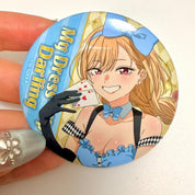 My dress up Darling Marin Kitagawa in Alice in Wonderland outfit glitter can pin badge