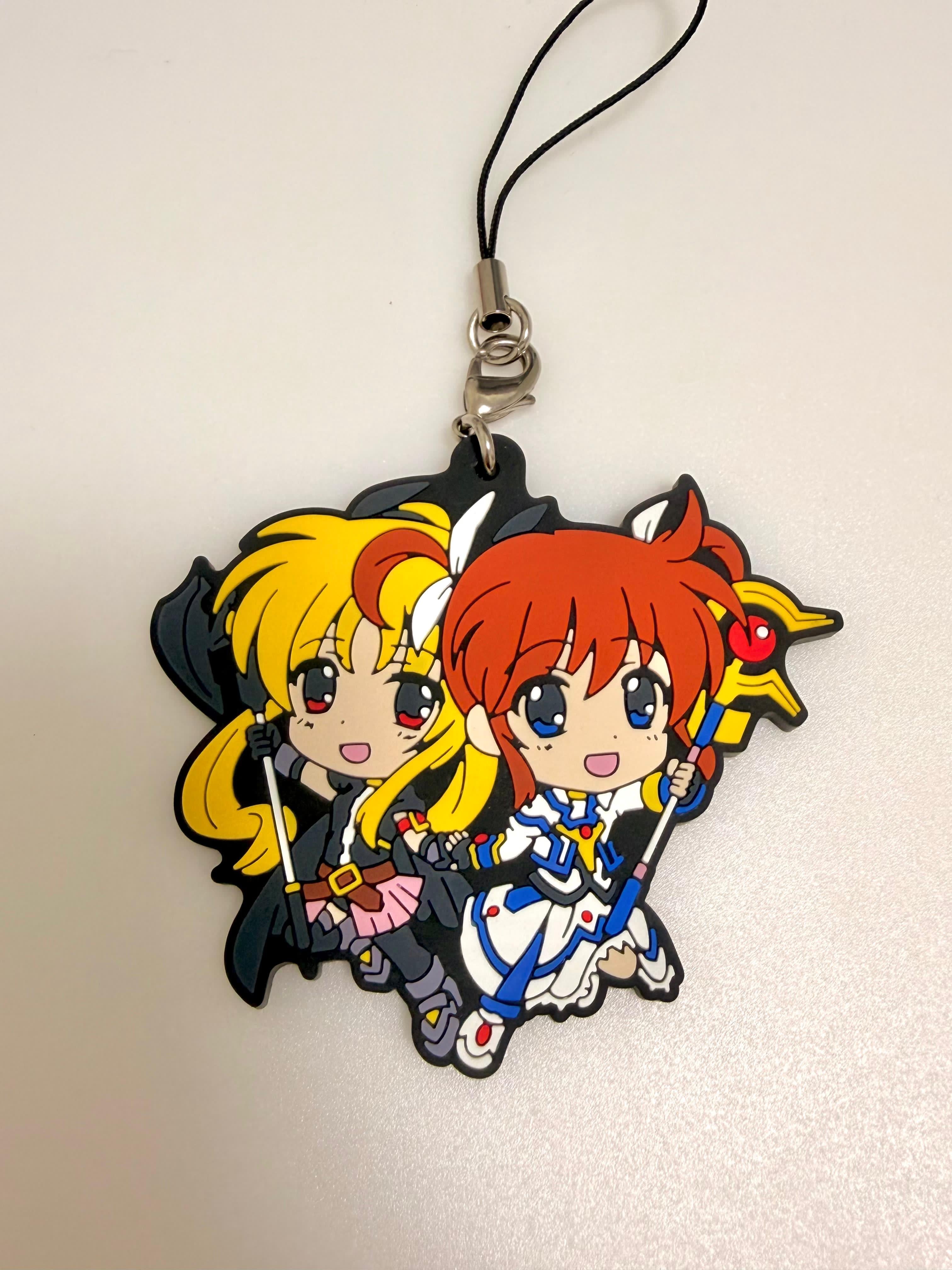 Magical Girl Lyrical Nanoha INNOCENT Nanoha Takamachi & Fate Testarossa strap rubber keychain by Banpresto