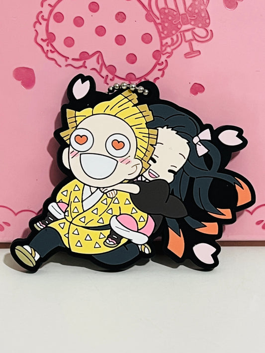 Demon Slayer Original Zenitsu and Nezuko Rubber Keychain by Bandai