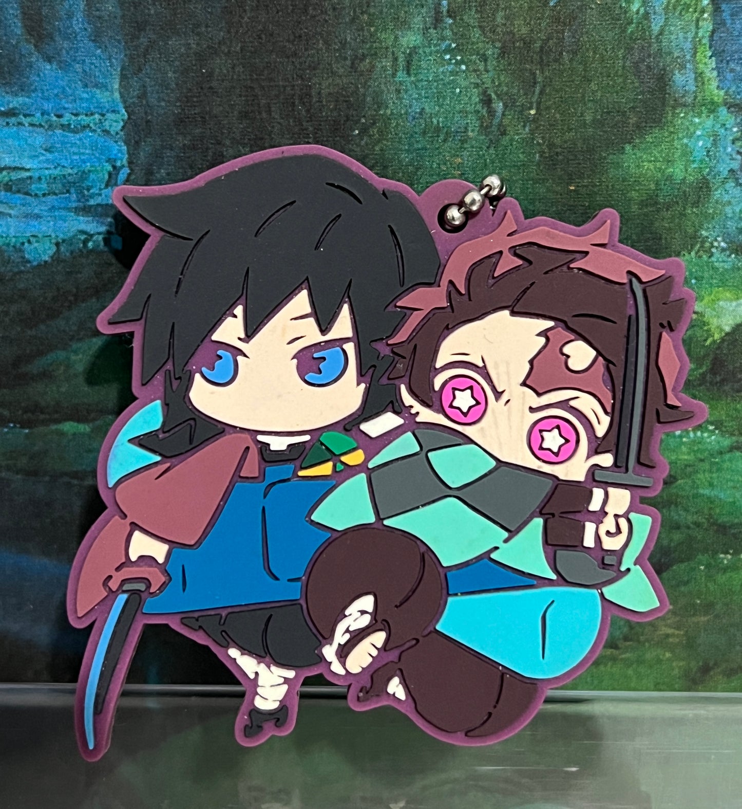 Demon Slayer Original Tanjiro And Giyu Band Aid Rubber Keychain by Bandai