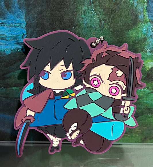 Demon Slayer Original Tanjiro And Giyu Band Aid Rubber Keychain by Bandai