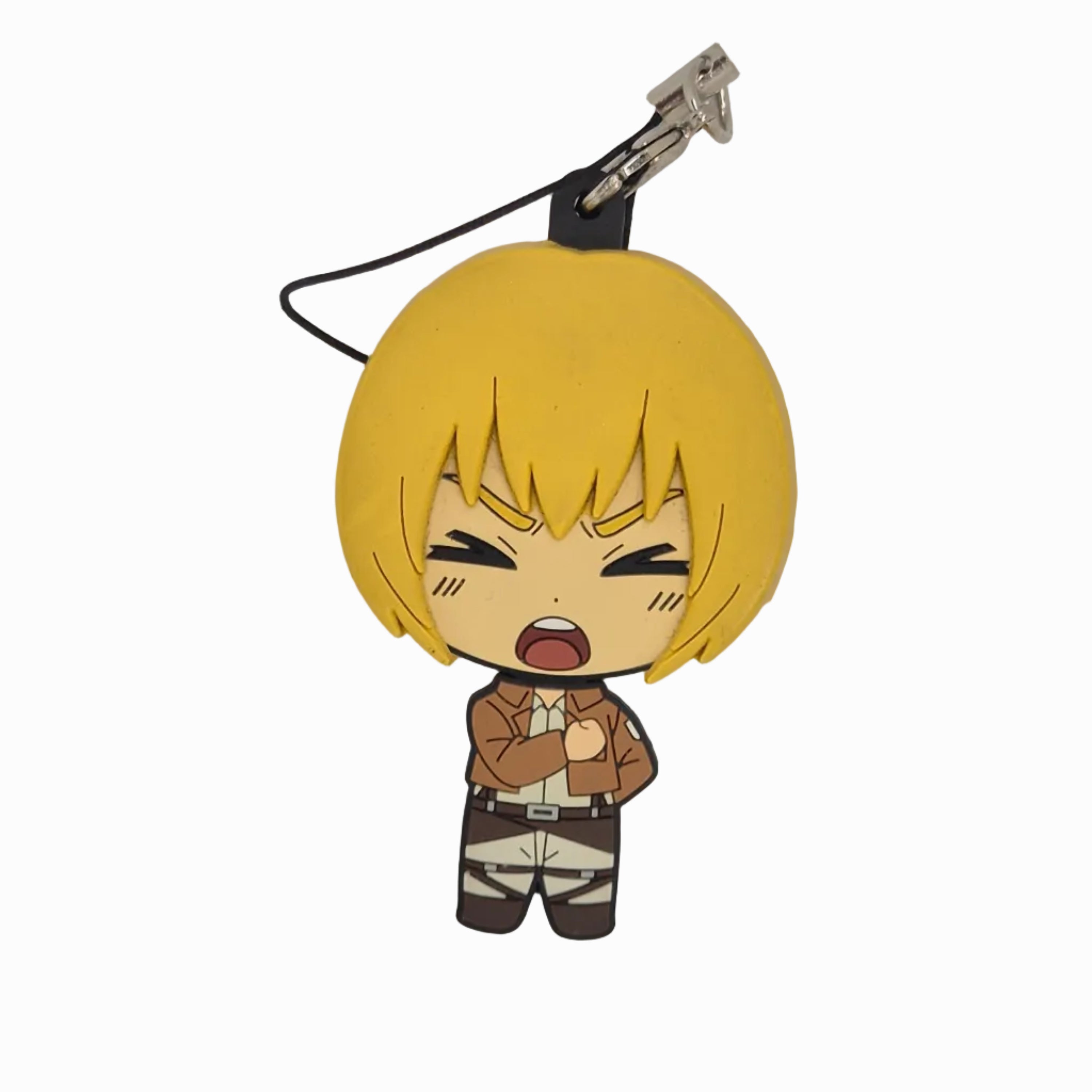 Attack on Titan Armin Rubber Keychain Shinzou Wo Sasageyo Version