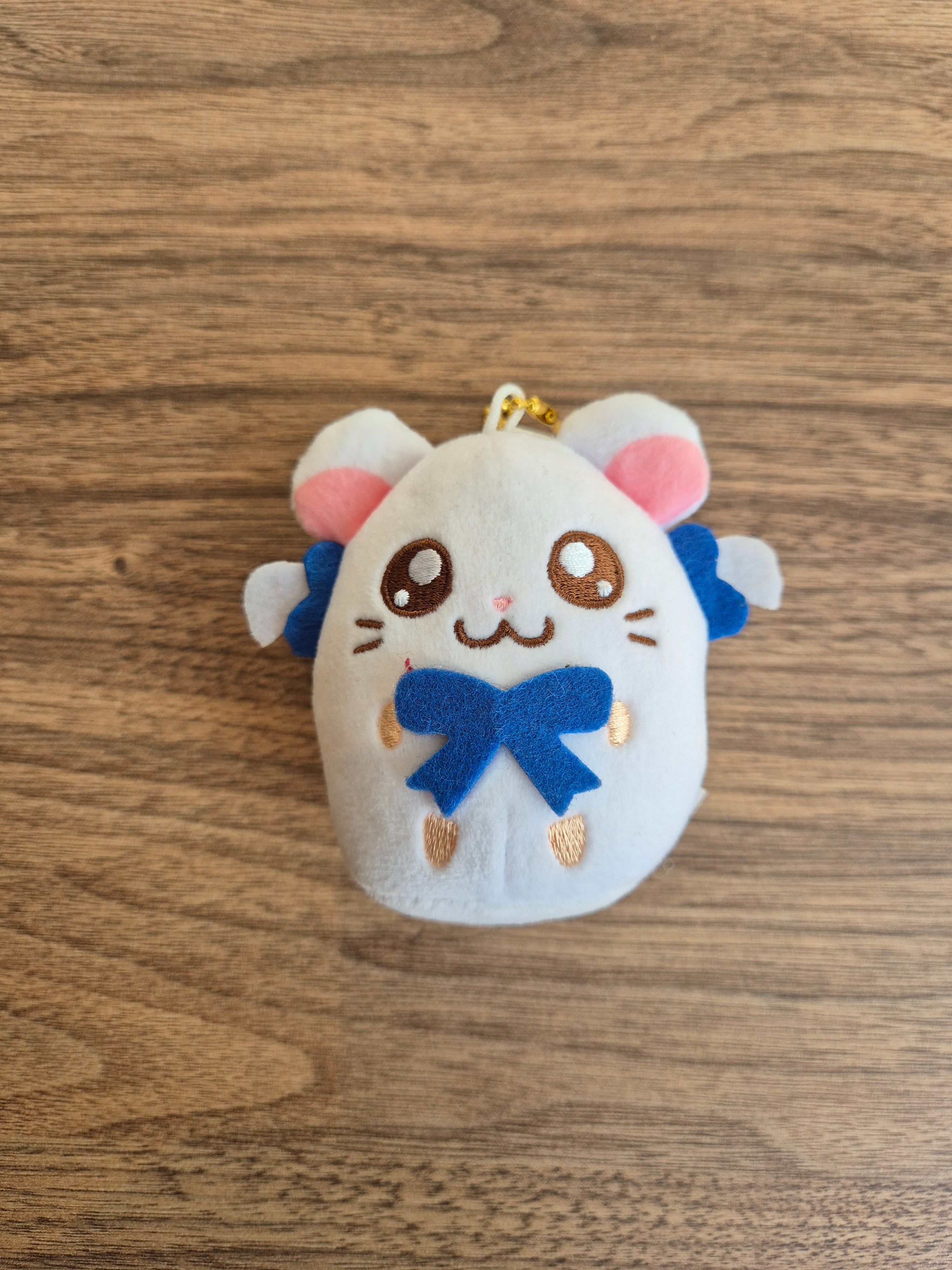 Hamtaro White Hamster With Blue Ribbon Plush Nuigurumi