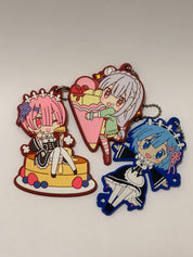 Re Zero Rem Ram Emilia Official Rubber Keychains