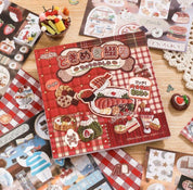 Aesthetic Cute Embroidery Red Sticker Book Scrapbook Journal 30 pages/book