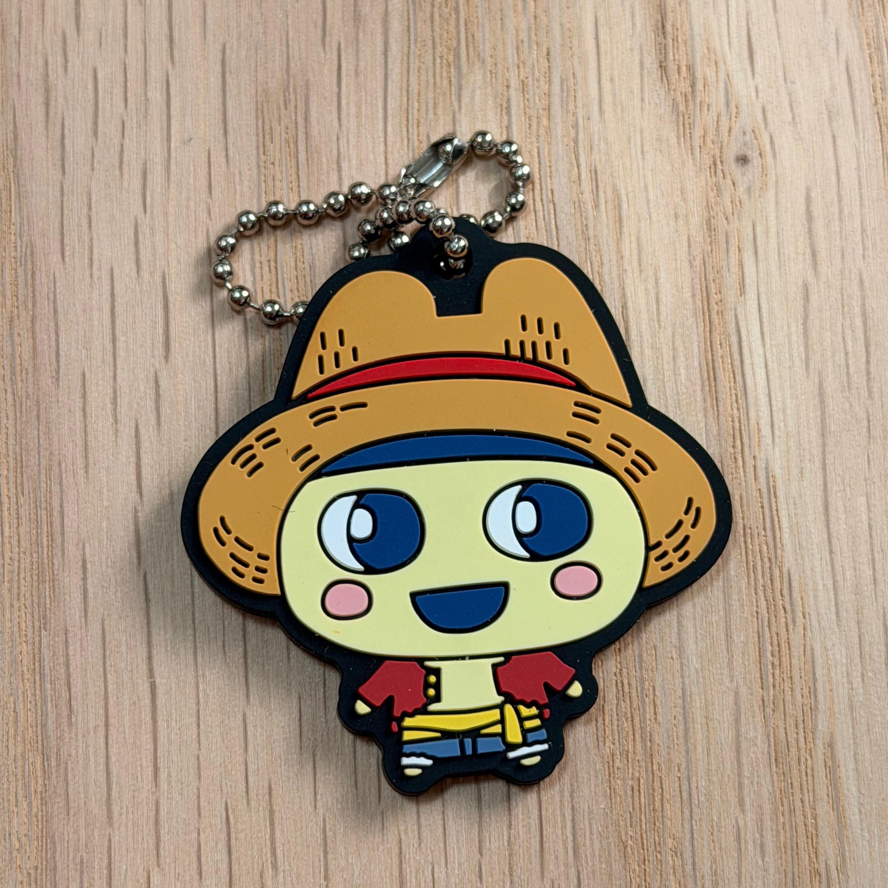 Tamagotchi x One Piece Luffy Mametchi rubber keychain
