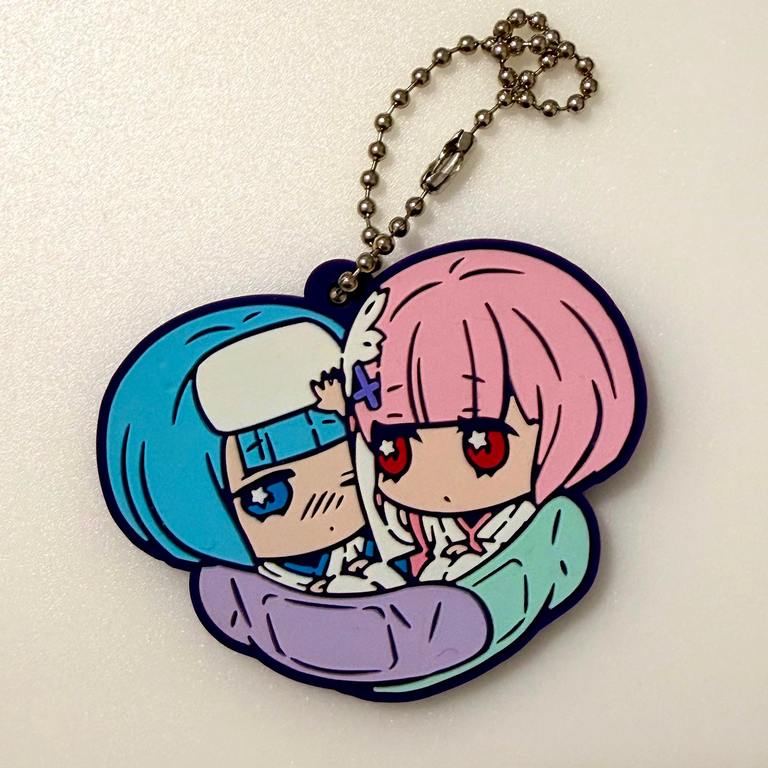 Re:Zero - Starting Life in Another World Rem & Ram Chara Banchoukou rubber keychain by Bushiroad
