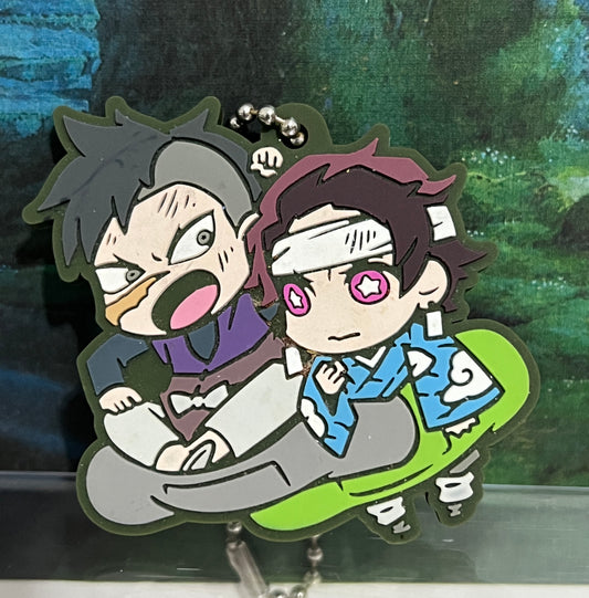 Demon Slayer Original Tanjiro And Genya Band Aid Rubber Keychain by Bandai