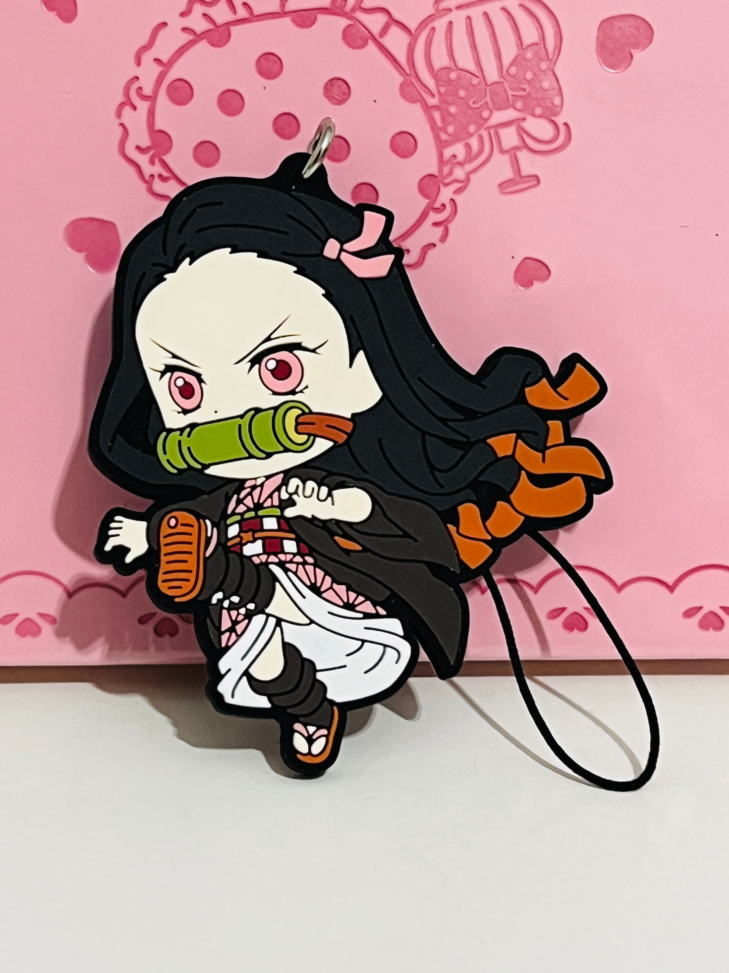 Demon Slayer Original Nezuko Rubber Keychain by Bandai