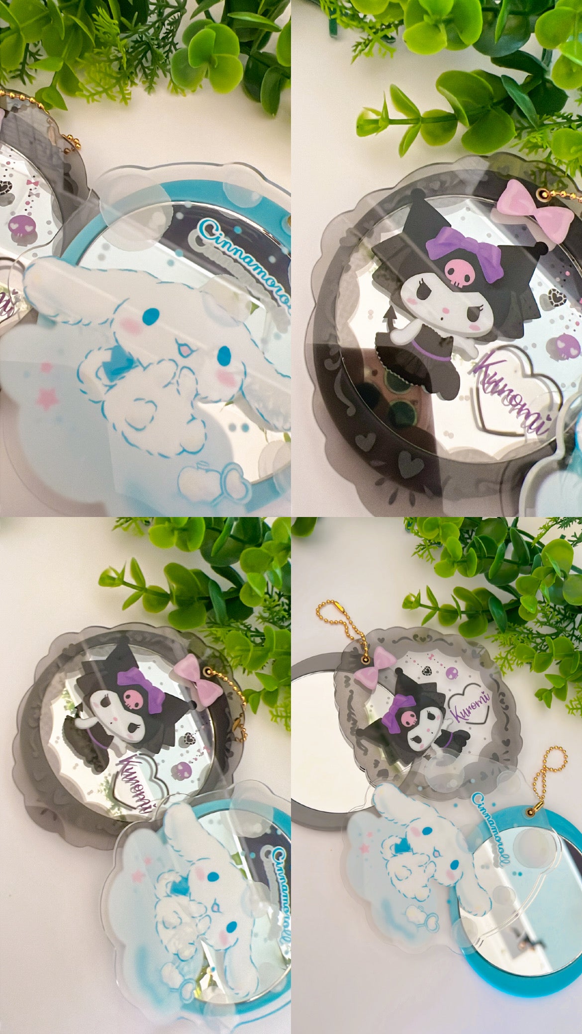 Official Sanrio Kuromi and Cinnamoroll Keychain Mirrors