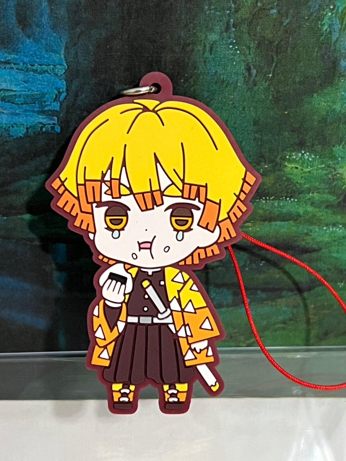 Demon Slayer Original Zenitsu Crying Rubber Keychain by Bandai