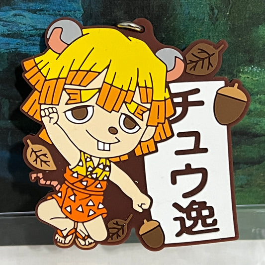 Demon Slayer Original Zenitsu Squirrel Rubber Keychain by Bandai