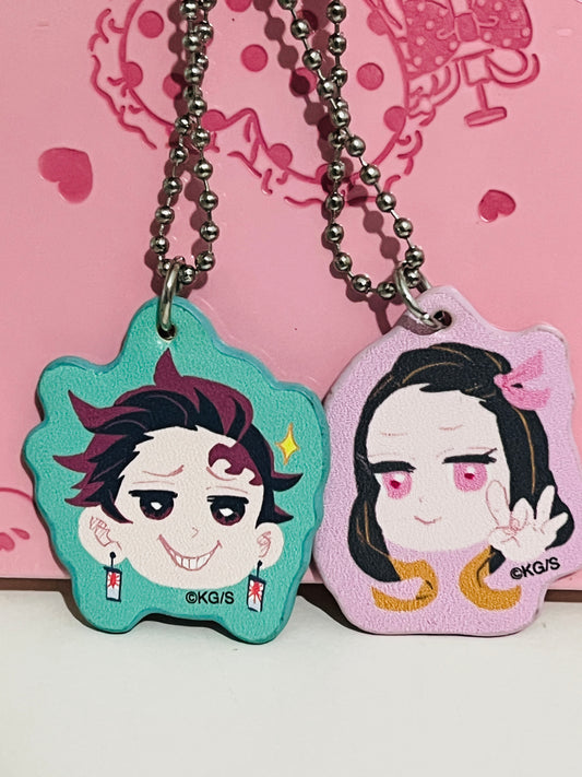 Demon Slayer Original Tanjiro and Nezuko set 2pcs Rubber Keychain by Bandai