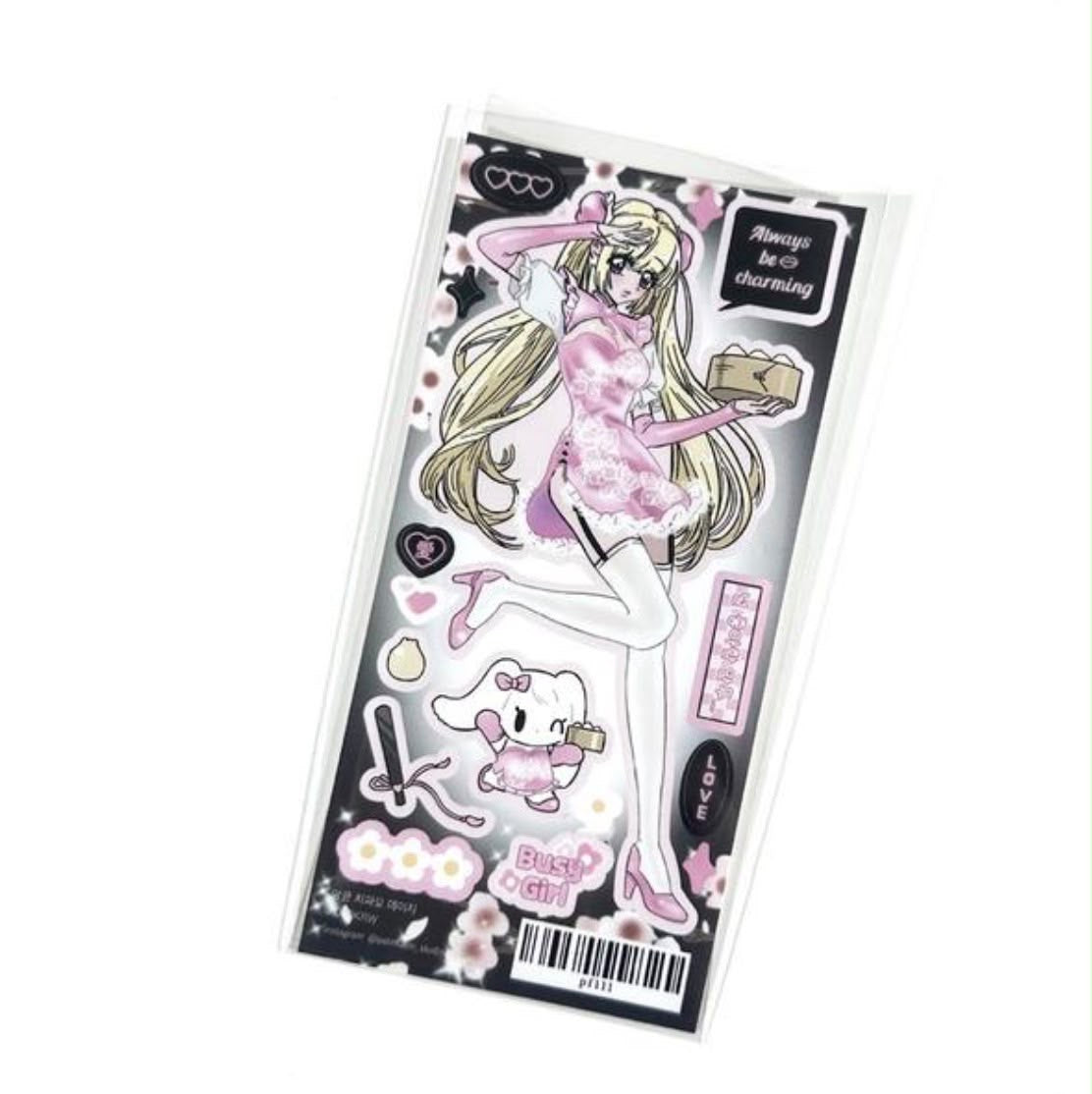 Anime Girl Angel and Devil Angelcorr Aesthetic Sticker Sheet Journaling
