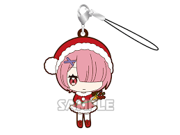 Re:Zero Starting Life in Another World Ram Christmas rubber keychain by Bandai