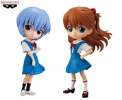 *OPEN BOX* Evangelion - Rei Ayanami & Asuka Langley Shikinami Q Posket set by Banpresto [Light Blue Ver.]