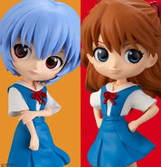 *OPEN BOX* Evangelion - Rei Ayanami & Asuka Langley Shikinami Q Posket set by Banpresto [Light Blue Ver.]