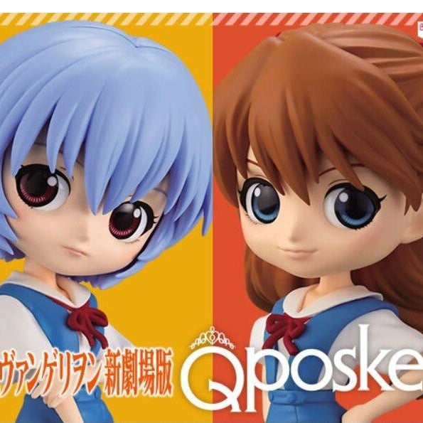 *OPEN BOX* Evangelion - Rei Ayanami & Asuka Langley Shikinami Q Posket set by Banpresto [Light Blue Ver.]