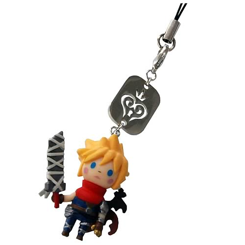 Enix Kingdom Hearts Cloud Strife mini figurine strap keychain