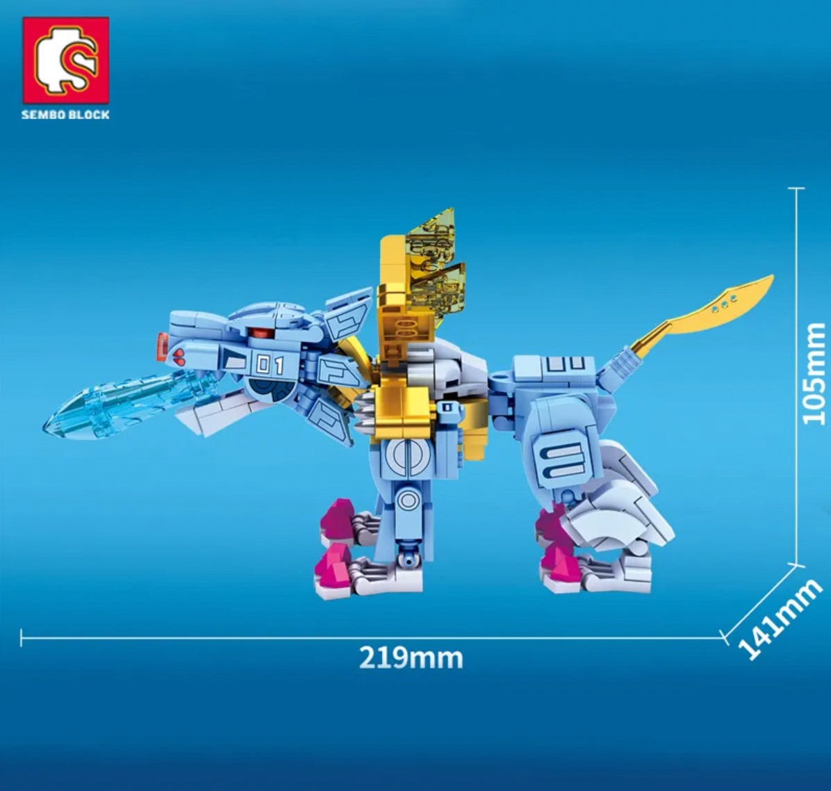 Digimon:  SEMBO Lego Model Garudamon VS Metal Greymon