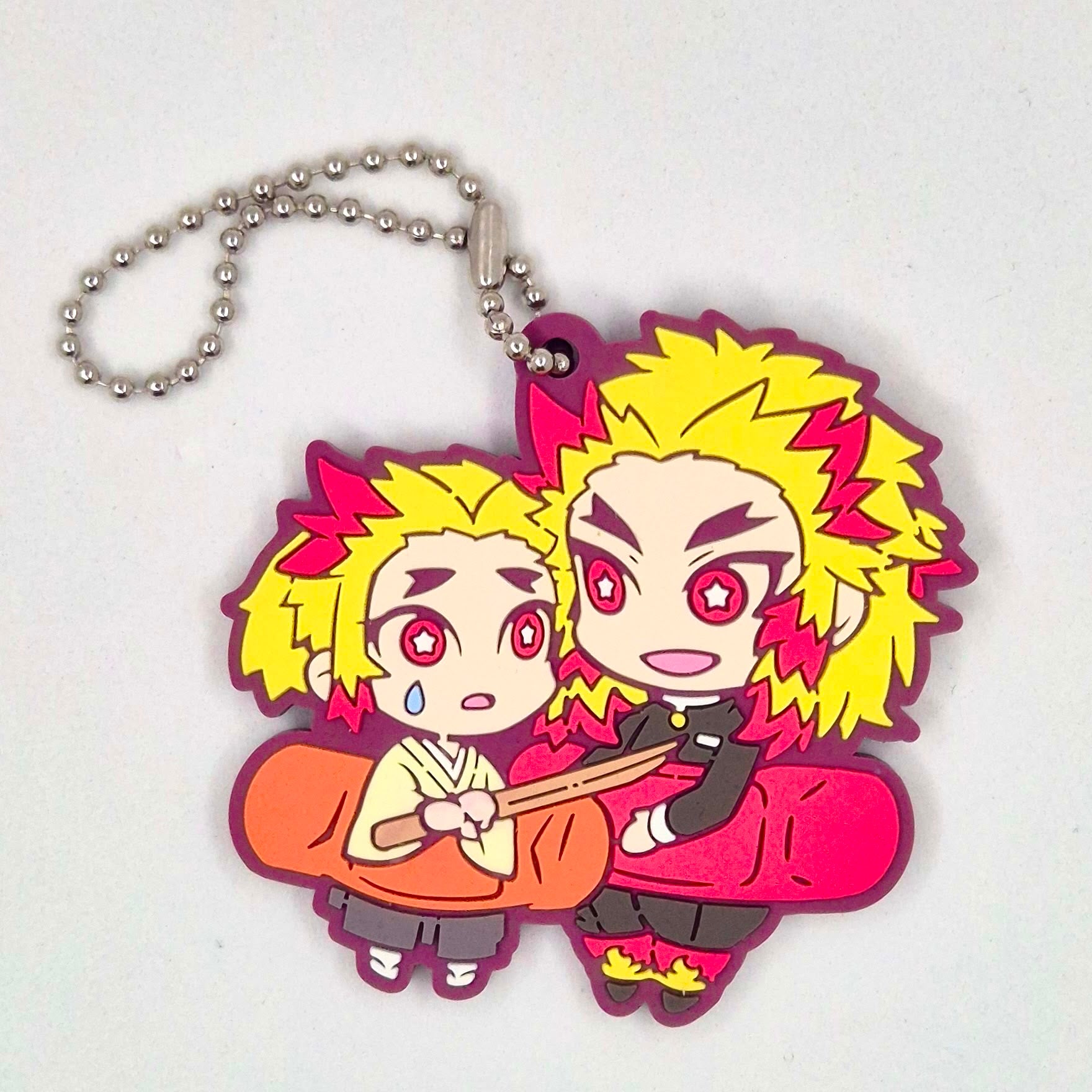 Demon Slayer Bandaid Series Gashapon Keychain Senjuro Rengoku & Rengoku Kyojuro