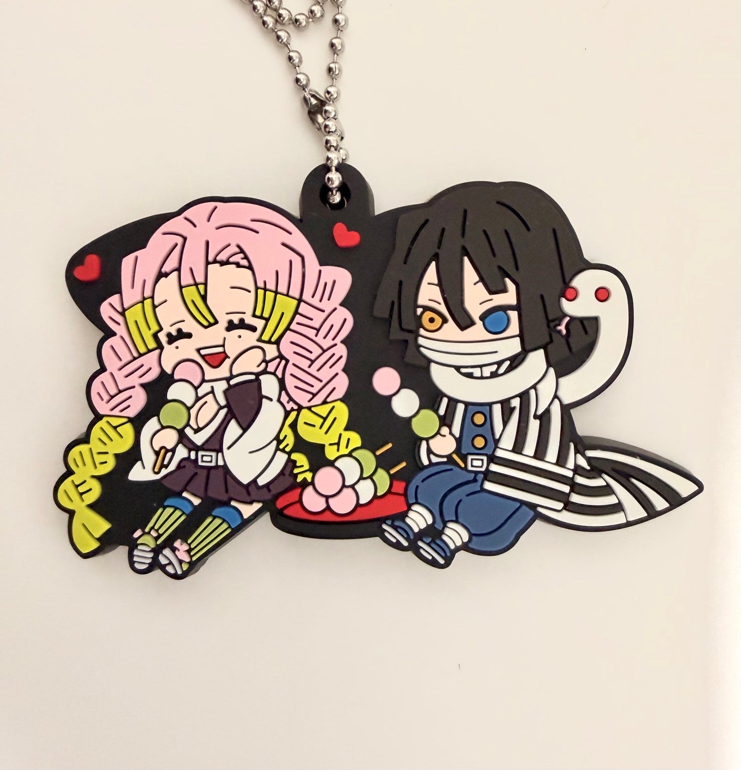 Demon Slayer Mitsuri Kanroji and Obanai Iguro rubber keychain